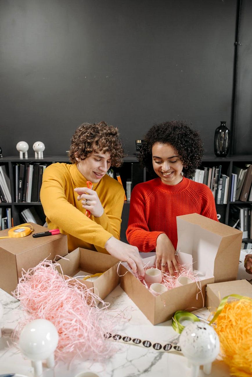 Step by step gift box creation process